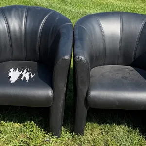 Pair of Black Barrel Club Chairs