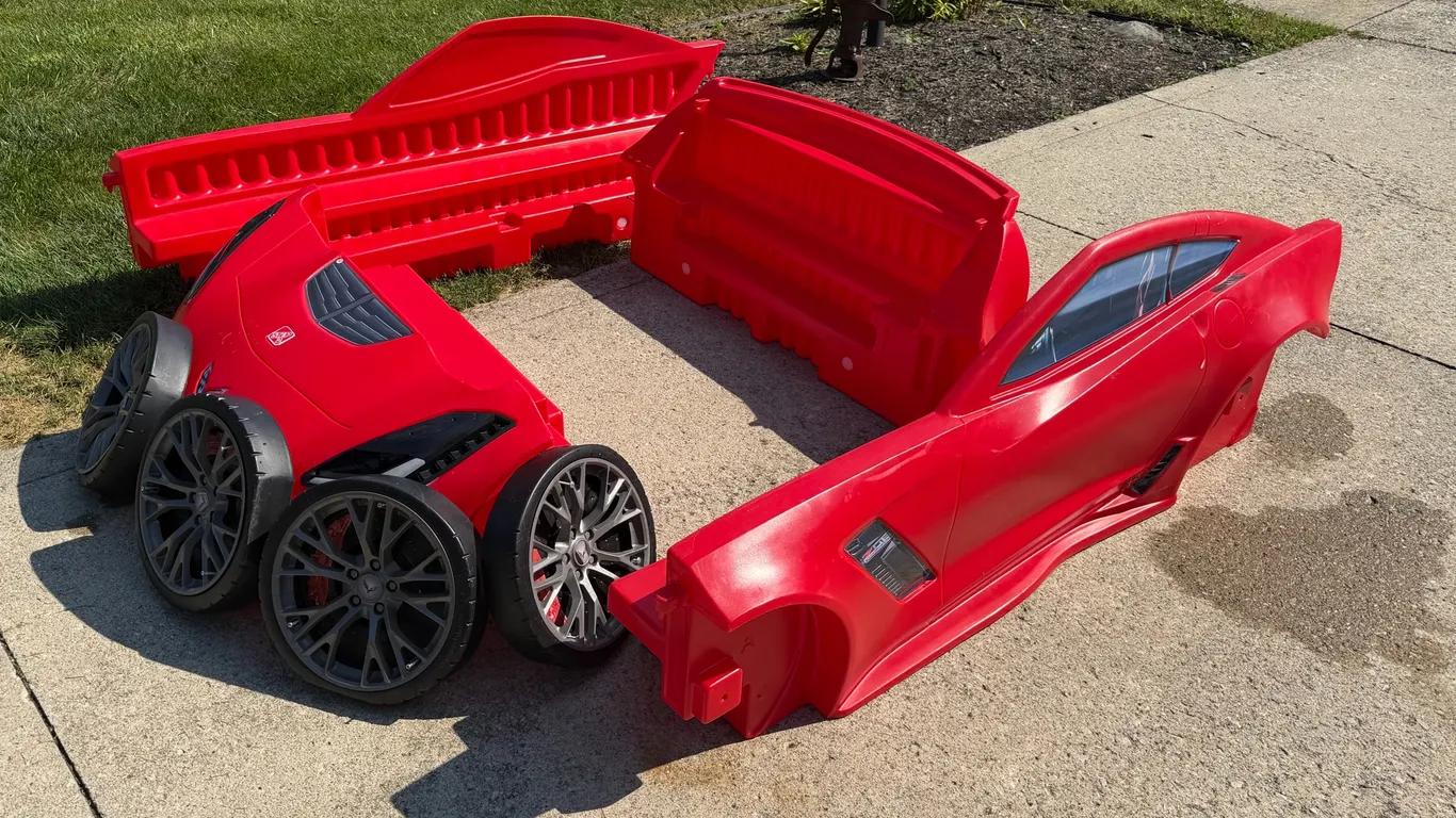 Step2 Corvette Kids Twin Car Bed – Red with Storage & Wheels