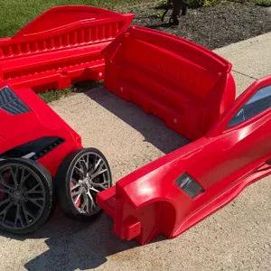 Step2 Corvette Kids Twin Car Bed – Red with Storage & Wheels
