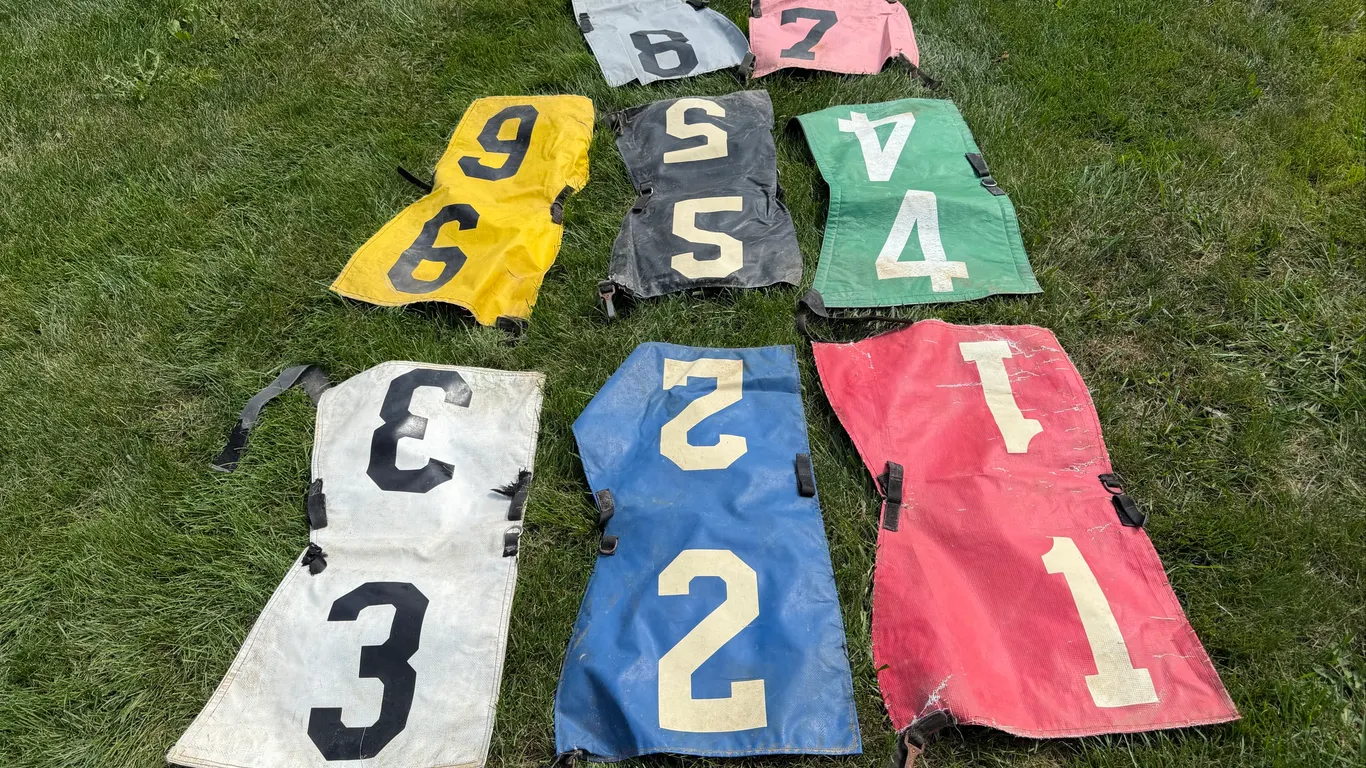 Vintage Numbered Racing Bibs / Pinnies – Set of 8