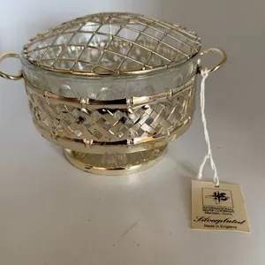 International Silver Co Silverplated Crystal Bowl Flower Frog Made England
