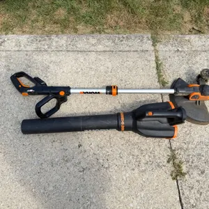WORX 20V PowerShare Cordless String Trimmer Edger & Turbine Leaf Blower Set with batteries and charg