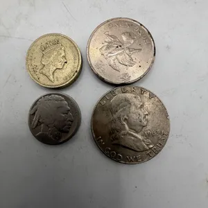 Mixed Coin Lot 1963 Franklin Half Buffalo Nickel Hong Kong $5 British £1