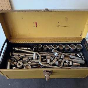 Socket & Ratchet Tool Lot w/ Metal Toolbox