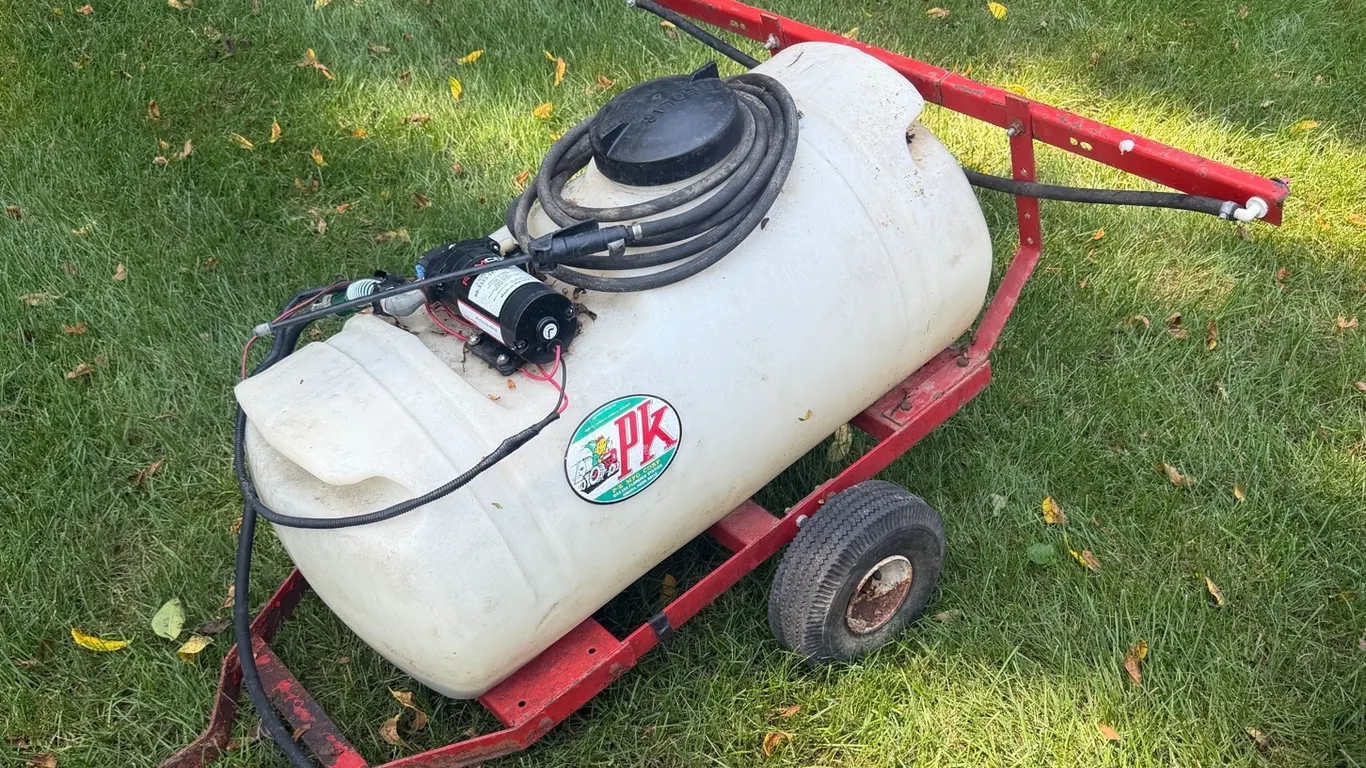 PK Pull-Behind Lawn & Garden Sprayer Tank w/ Pump & Boom