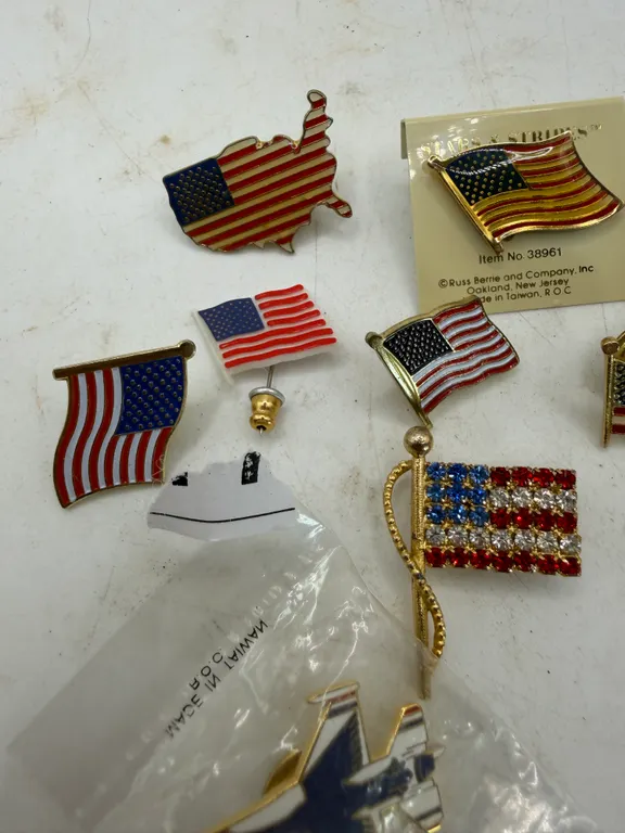 Assorted American Flag & Patriotic Lapel Pins