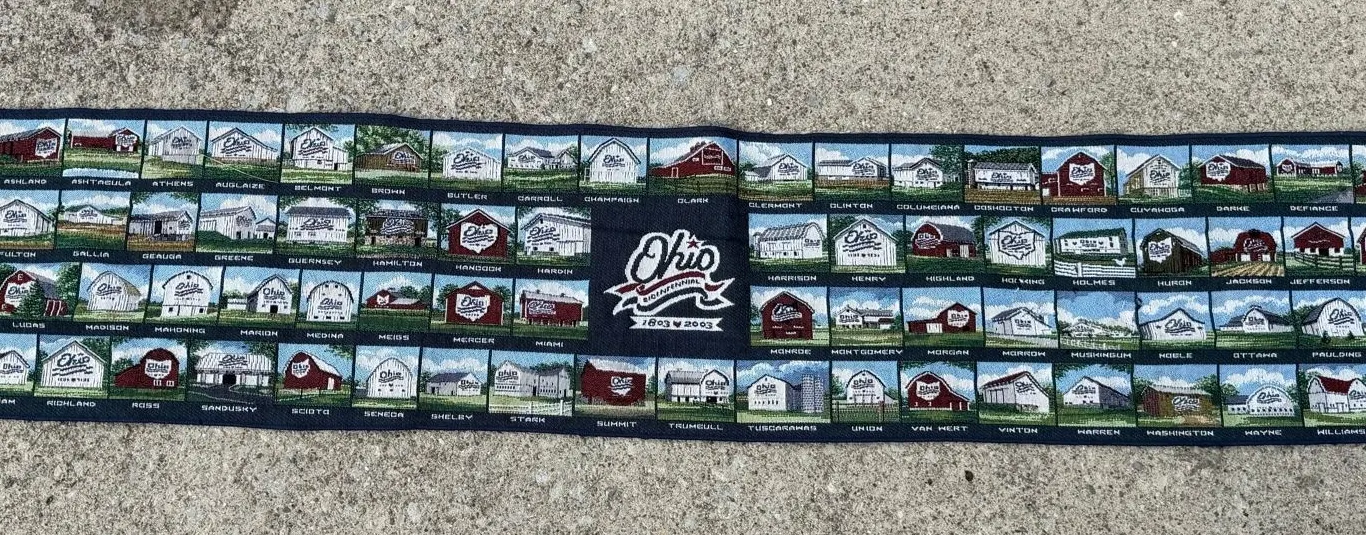 Rare Vintage Ohio Bicentennial (1803-2003) Woven Table Runner / Tapestry – Featuring All 88 Ohio Cou