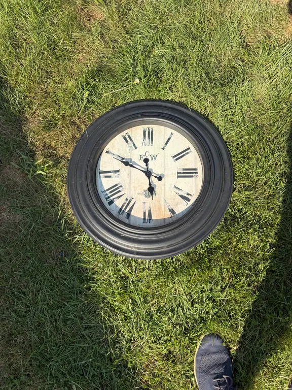 Large 23-Inch Vintage Farmhouse Wall Clock - Black Roman Numeral