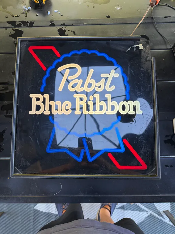 Vintage Pabst Blue Ribbon Faux Neon Light-Up Bar Sign (17" x 17")