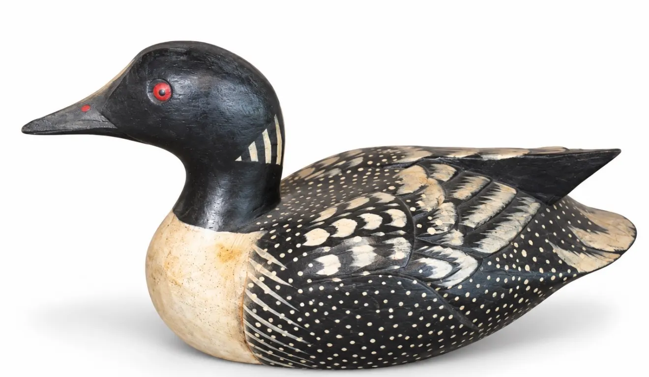 Unmarked hand-carved and painted wooden duck decoy