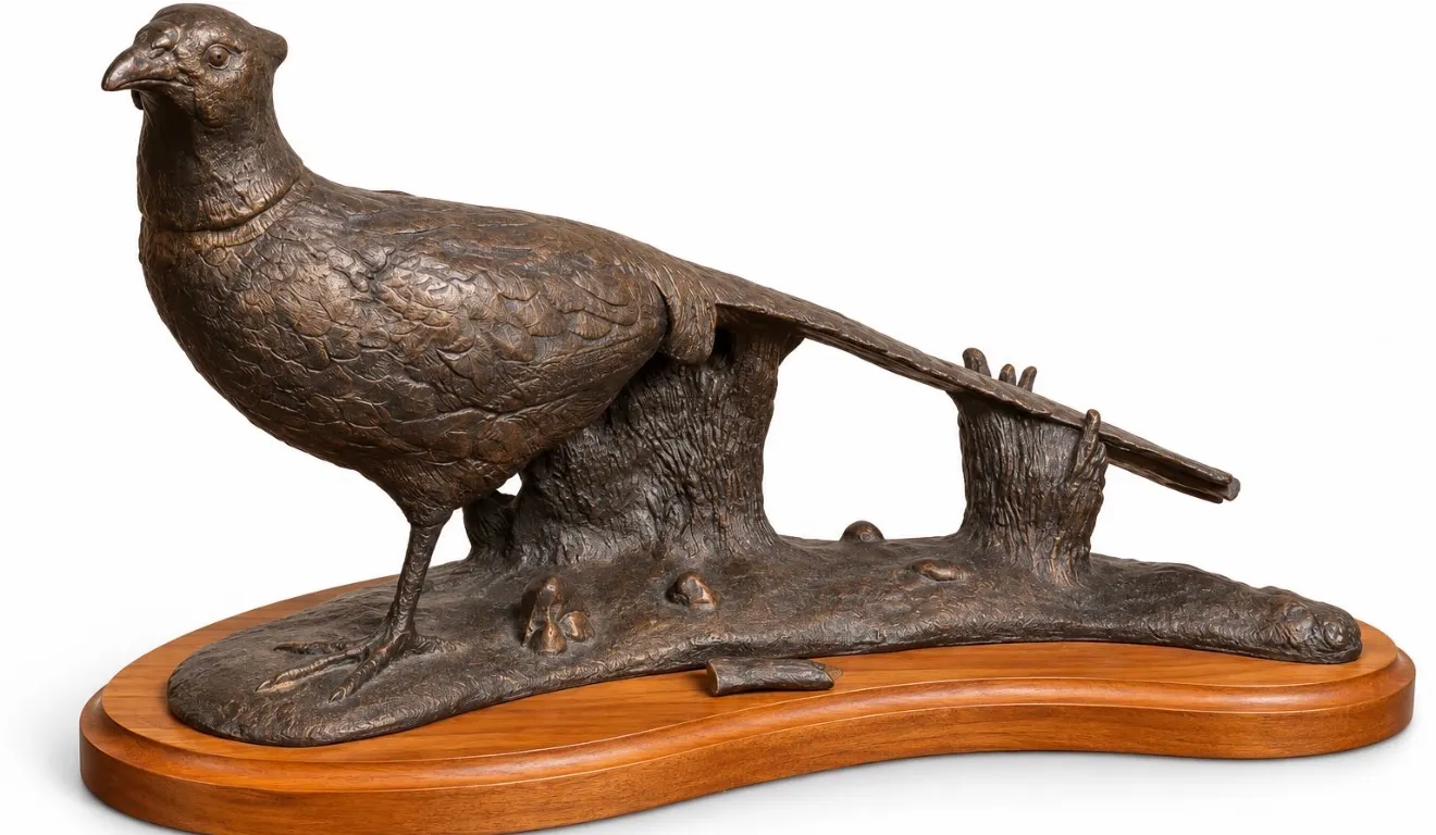 Fountain Creek Production Bronze Pheasant Sculpture Does Have Broken Tail