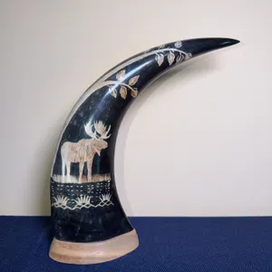 Engraved Moose on a Horn