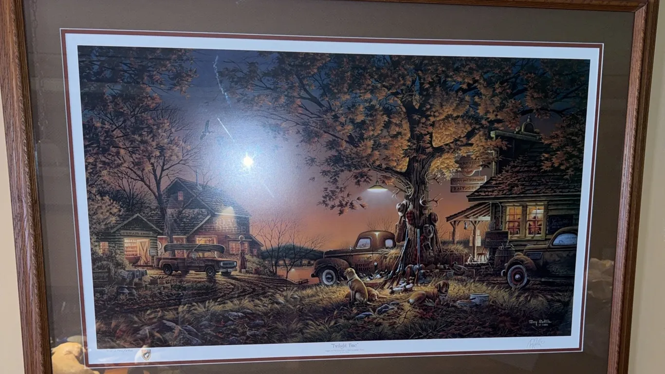 Twilight Time", a popular rural and wildlife print by American artist Terry Redlin. signed and Numbe