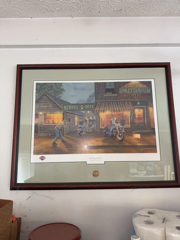 Capturing the Win," a signed, limited-edition Harley-Davidson print by artist Dave Barnhouse.