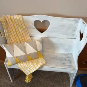 White wooden bench