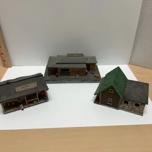 Three Handcrafted Model Railroad Buildings