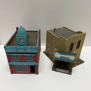 Model Railroad Buildings Including Drug Store and Service Station