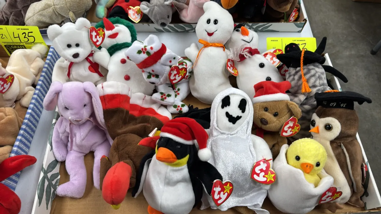 A Collection of Ty Beanie Babies. (Ty, 1990s) An assortment of holiday-themed and novelty plush Beanie Babies, including snowmen, ghosts, Christmas be