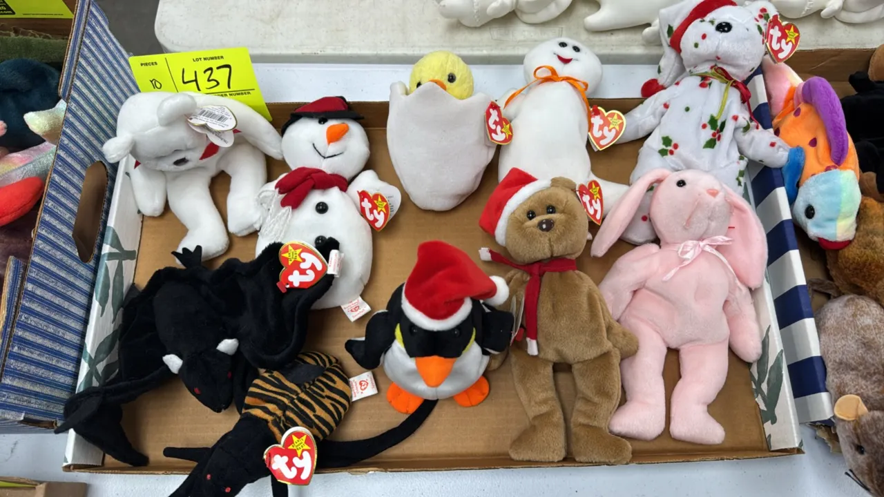 A Collection of Ty Original Beanie Babies. (Ty, 1990s) An assortment of ten plush Beanie Babies including 1997 Holiday Teddy, 1998 Holiday Teddy, Snow