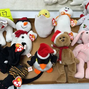 A Collection of Ty Original Beanie Babies. (Ty, 1990s) An assortment of ten plush Beanie Babies including 1997 Holiday Teddy, 1998 Holiday Teddy, Snow