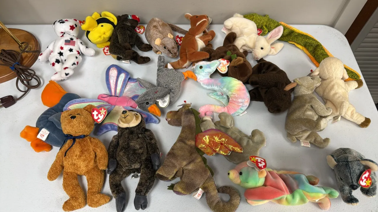 A Collection of Ty Original Beanie Babies. (Ty, 1990s) A collection of assorted plush figures including Eucalyptus the koala, Scorch the dragon, and o