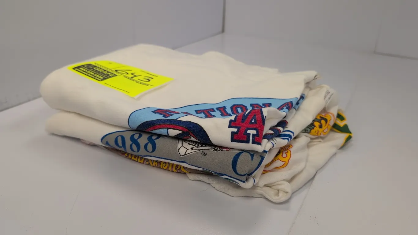 A Collection of Vintage 1988 Los Angeles Dodgers World Series T-Shirts. (MLB, 1988) Commemorating the Dodgers' 1988 championship run. Includes three w