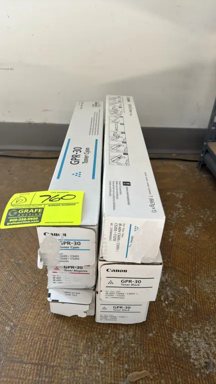 Assorted Canon GPR-30 toner cartridges. Includes (6) boxed cartridges featuring Black, Cyan, and Magenta. Compatible with Canon imageRUNNER ADVANCE C5