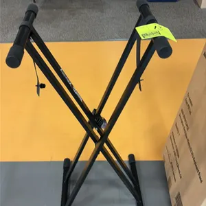 RockJam Xfinity XX-363 double-X keyboard stand. Features adjustable folding metal frame, quick-release height adjustment mechanism, rubberized end cap