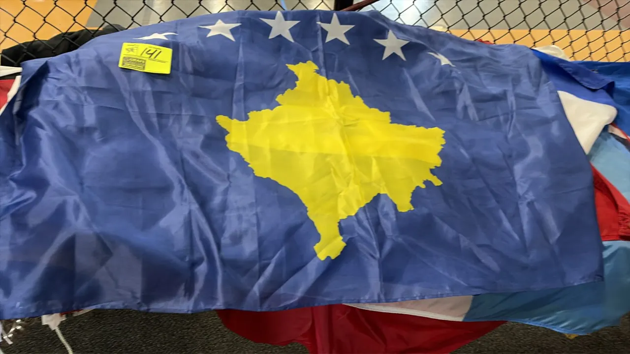 Assorted state and world flags. Features lightweight fabric construction with printed national and regional designs, including Kosovo, Honduras, Guate