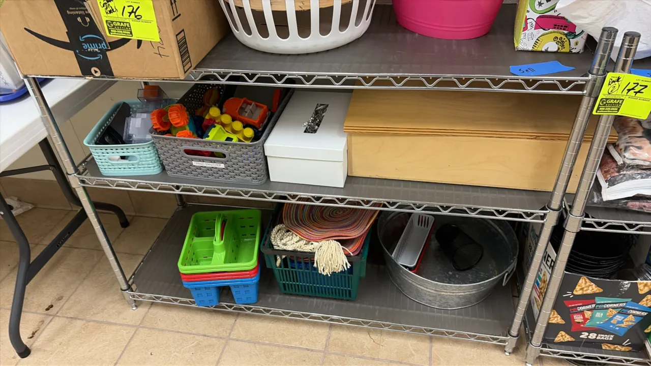 Wise NSF 3-tier wire shelving racks. Features chrome wire construction with shelf liners. Dimensions: 48" x 18" x 37" each. Contents not included.