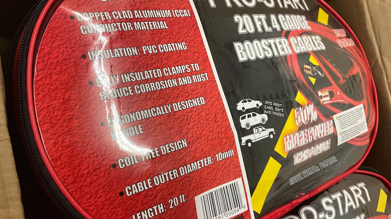 UNUSED PRO-START PS4PB002 20’ 4GA JUMPER CABLES (6) SETS
