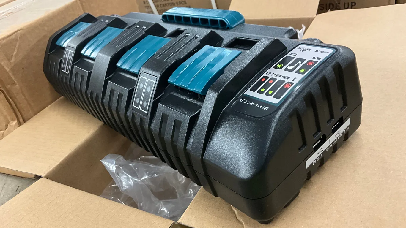 UNUSED POWER UP DC18SF LI-ION 14.4-18V 4 SLOT BATTERY CHARGERS (6)