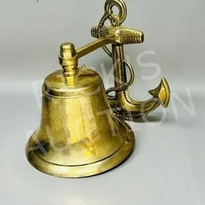 anchor theme brass bell - 5 1/2" w x 7" tall