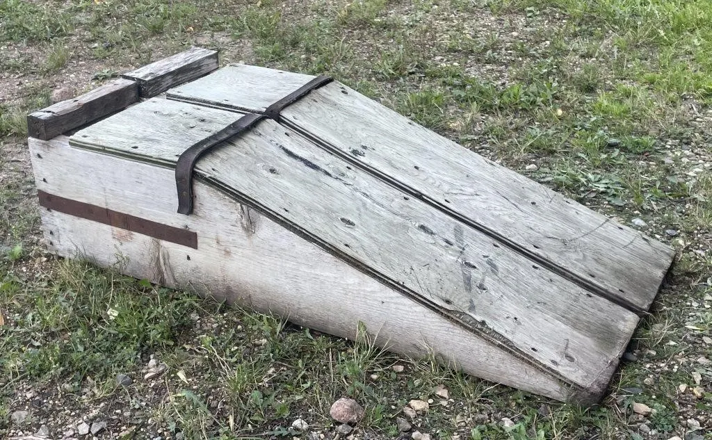 Pair of shop-built wooden vehicle ramps. Approx.