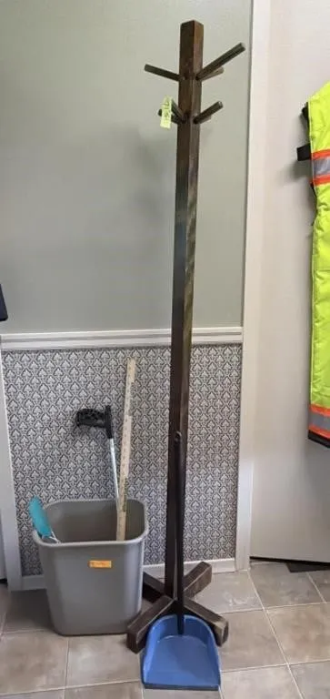 Coat Tree (71"), Garbage Pail, Dustpan & more