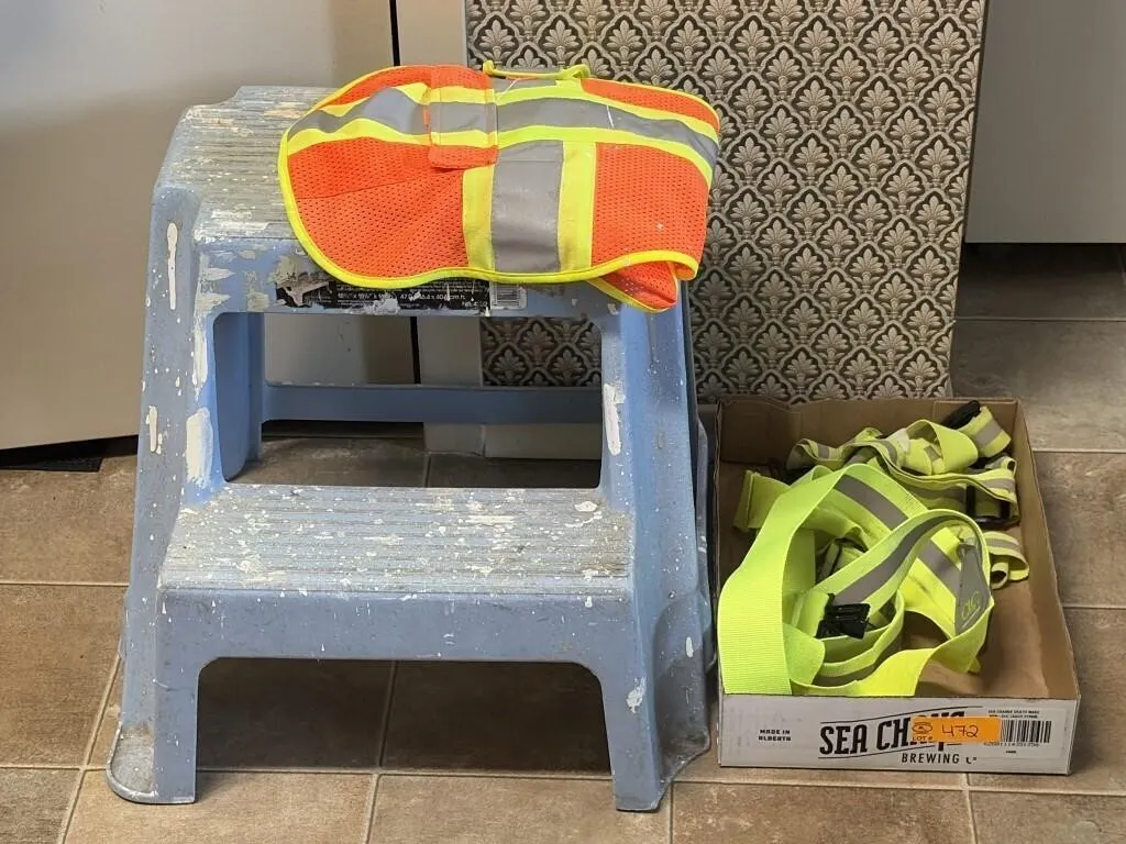 Safety Vest, Reflective Suspenders & Stool