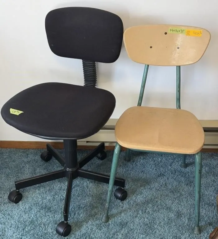 Vintage Metal Chair and Computer Chair