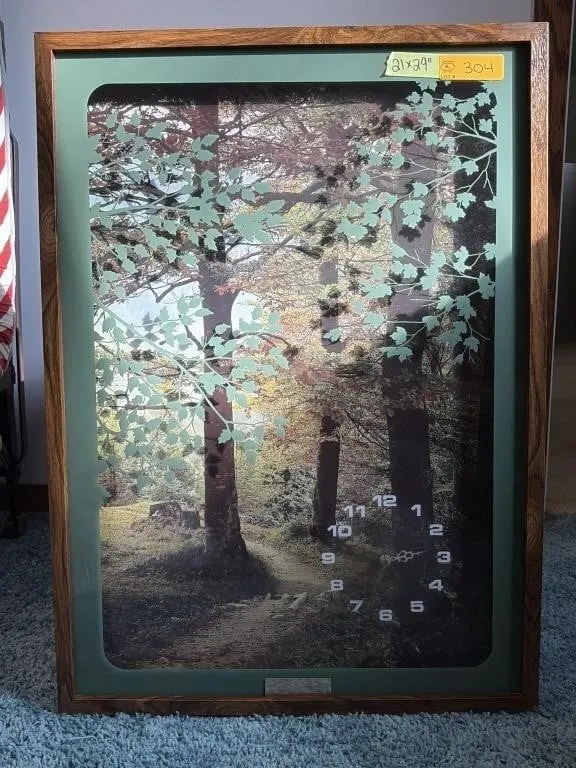 Framed Wall Clock 21x29 inches