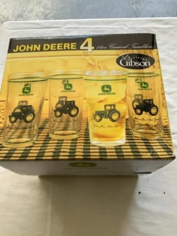 John Deere 4 Drinking Glasses NIB