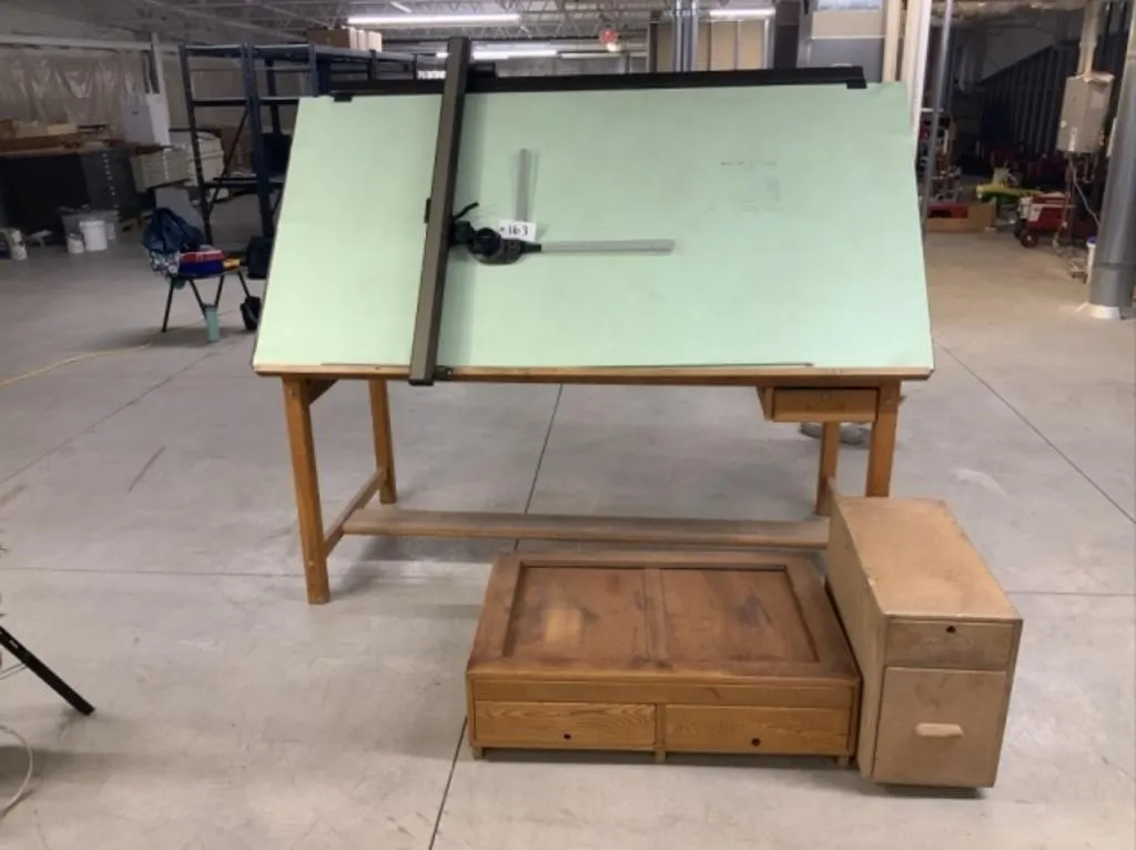 42" x 7' Oak Drafting Table w/Arm