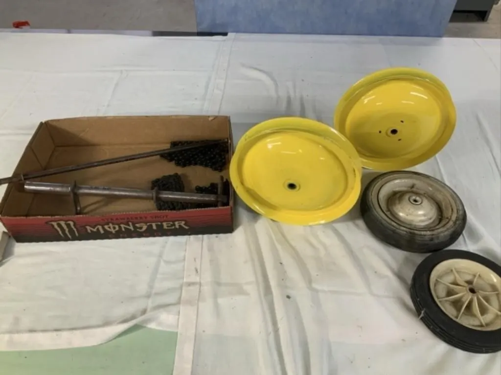 2-9" Rims, 2 Tires, Front Steering Column