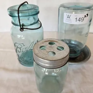 Green Glass Chicken Waterer, Flower Aranger & Bail