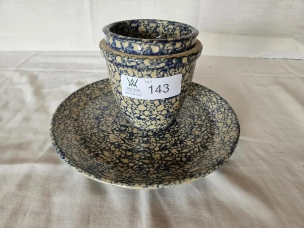 Beaumont Bros Pottery Plate & Dip Crocks