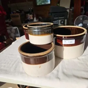 Cream & Brown Crocks (4)