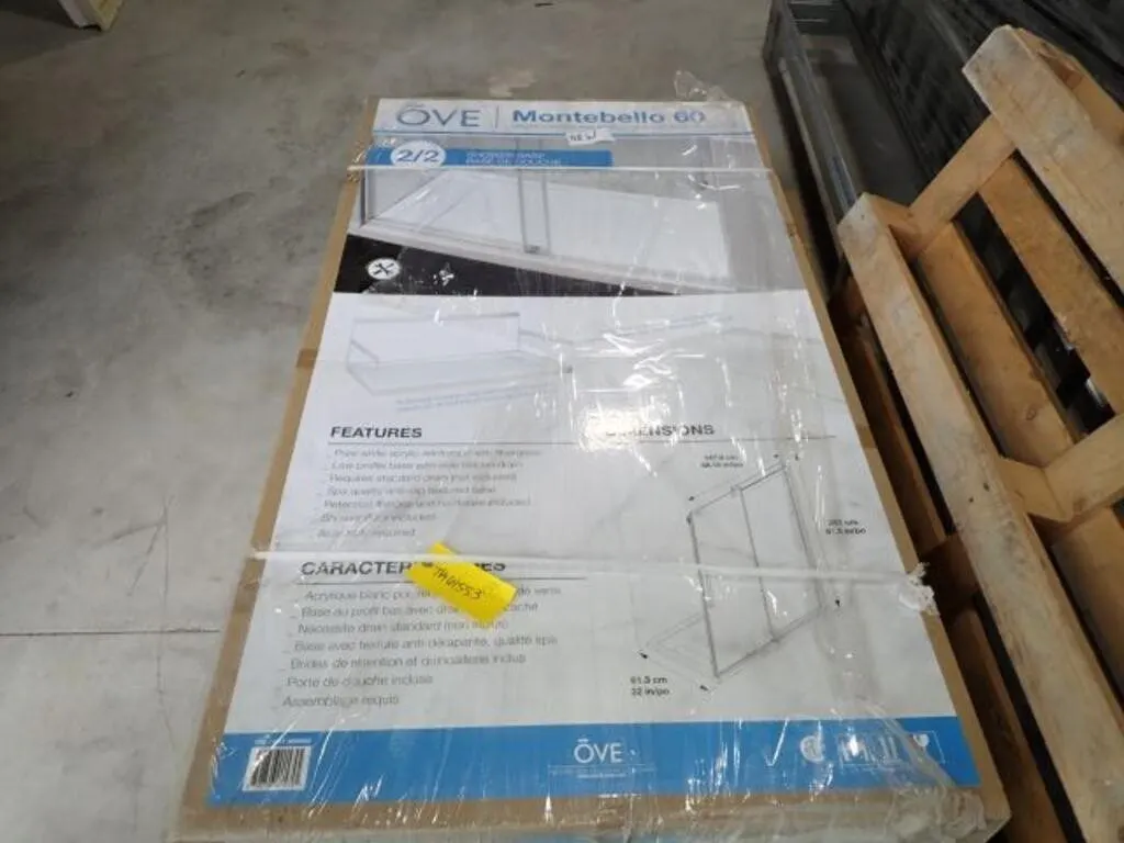 UNUSED Qty Of (2) Montebello 60 Shower Door Base