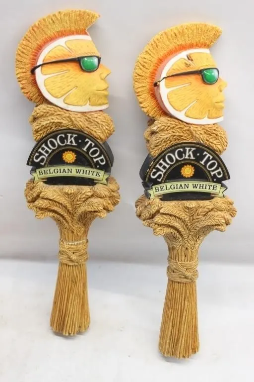 Pair of Shock Top Belgian White Beer Tap Handles