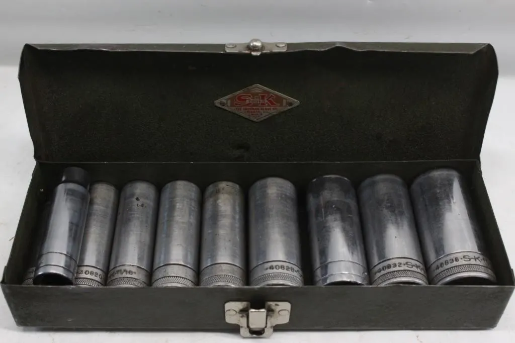S-K Tools Deep Socket Set in Metal Case