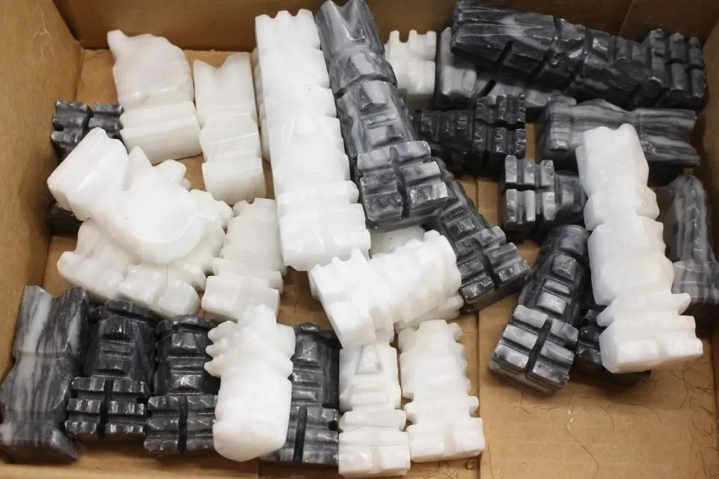 Marble/Onyx Carved Aztec-Style Figurine Set