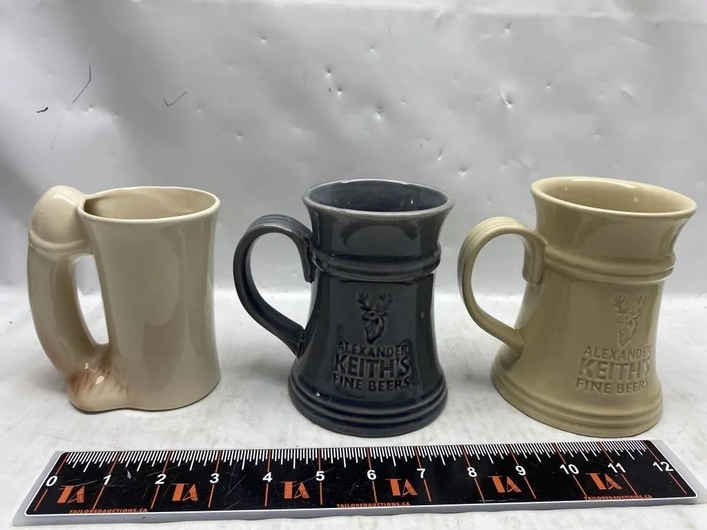 Alexander Keith's & Ceramic Beer Mugs, Set of 3