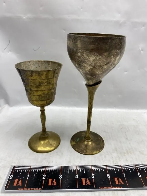 Pair of Brass Goblet-Form Candlesticks